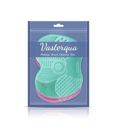 2 Packs Makeup Brush Cleaning Mat Silicone Makeup Brush Cleaner Makeup Brush Cleaning Pad and Scrubber with Suction Cup Portable Washing Tool for Makeup Brushes(Pink&Green)