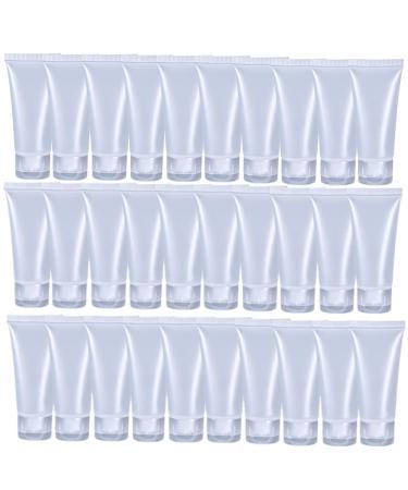 Empty tubes with a hinged lid transparent refillable plastic for cosmetic samples body cream shampoo shower gel lotion 30 pieces transparent 30 ml