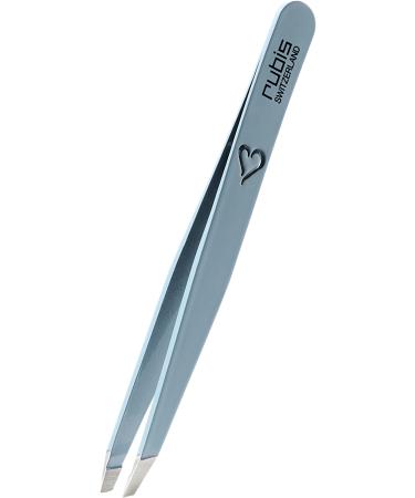 Rubis Tweezers Heart - Eyebrow Tweezers slanted with heart engraving - Light Blue