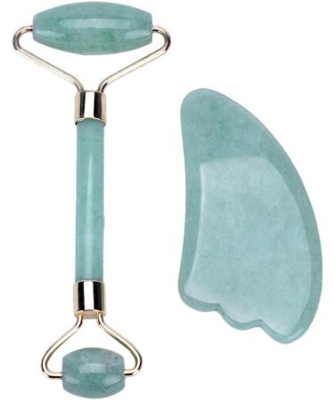Jade Roller & Gua Sha Set Jade Roller for Face Gua Sha Facial Tools Anti Aging Jade Roller- Green Quartz Skin Care Tools for Face Massager Body Eyes Neck Skin Tightening(Green) - Buy Online on GoSupps.com