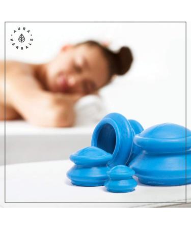Aura Herbals Silicone Cupping Glasses Set - 4 Piece Anti-Cellulite Massage Cups for Acupuncture - Flame-Free Rubber Eye Bells - Buy Online on GoSupps.com
