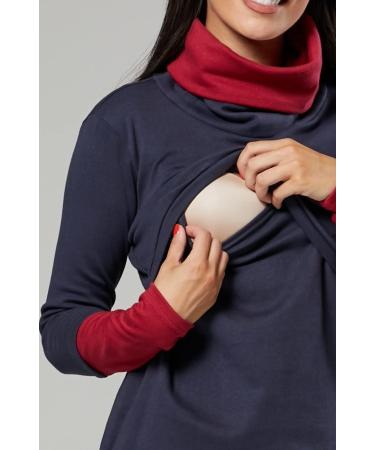 Happy Mama Maternity Nursing Jumper Sweatshirt 348 Graphite & Crimson - Size 14-16 - Buy Online on GoSupps.com