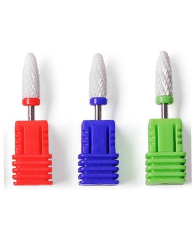 3 Pieces Ceramic Multifunctional Cone Shaped Nail Drill Bits For Left And Right Hand 6mm Nail Head Quickly Remove Acrylic Gel Nails