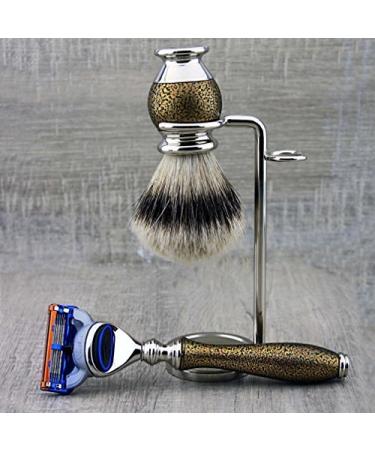 Haryali London 5-Edge Straight Razor Set | Badger Brush Stand & Alum | Premium Shaving Products for Men - Buy Online on GoSupps.com