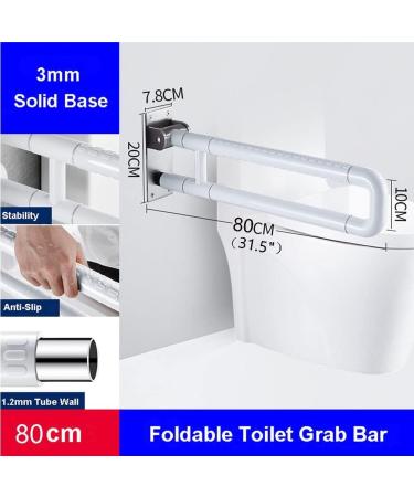 Toilet Support Rail Stainless Steel Flip Up Handicap Safety Grab Bar Rails Wall Mounted Toilet Support for Elderly Disabled Pregnant Shower Assist Aid(White 80cm) 80cm White - Buy Online on GoSupps.com