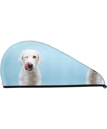 Soft Microfiber Hair Towel for Women Puppy Licks Nose Super Absorbent Coral Velvet Quick Dry Cap for Long Curly & Thick Hair | International Shipping - Buy Online on GoSupps.com