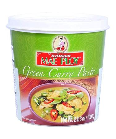 Mae Ploy Green Curry Paste, Authentic Thai Green Curry Paste For Thai Curries And Other Dishes, Aromatic Blend Of Herbs, Spices And Shrimp Paste, No MSG, Preservatives Or Artificial Coloring (35oz Tub)