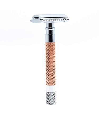 Parker 56R Heavyweight Rose Gold Safety Razor - Eco-Friendly Double Edge Razor with 5 Premium Platinum Blades - Buy Online on GoSupps.com