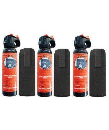 3 Personal Defense UDAP Bear Sprays w/ Holsters 12VHP
