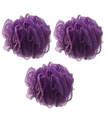 PLANET 007 Bath Shower Sponge Loofahs Mesh Pouf Shower Ball  Mesh Bath Shower Sponge  Purple - 3 Pcs