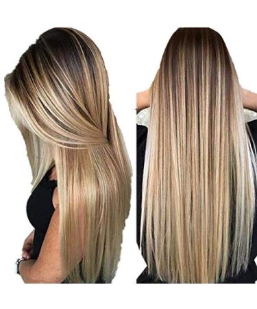 Wig Blonde Long Natural beautiful long blonde haircut with dark roots Cosplay wig for women