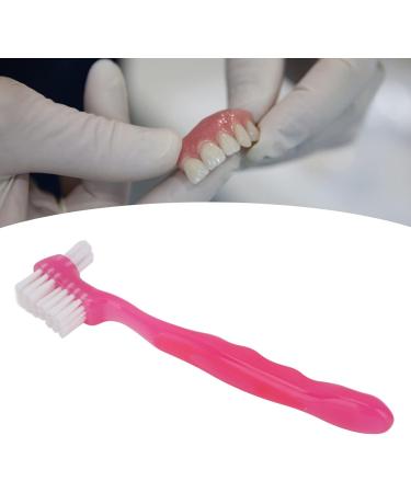 Portable Denture Cleaning Brush for Elderly - Plaque Removal Toothbrush for False Teeth - Pink Denture Brush for Home & Travel - Buy Online on GoSupps.com
