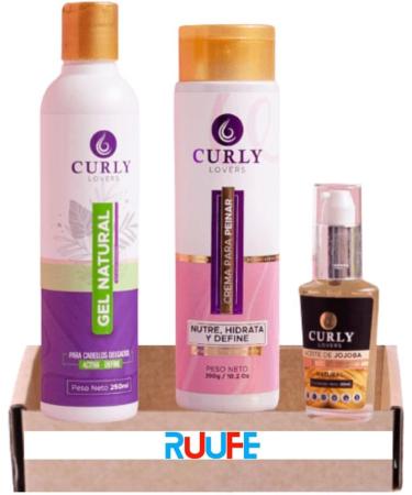 Curly Lovers (3 Pack) Curly Lovers Crema Para Peinar Curly Lovers Gel Natural Curly Lovers Aceite de Jojoba Curly Lover hair Products Afro Kit Melena Definida (Delgado) - Buy Online on GoSupps.com