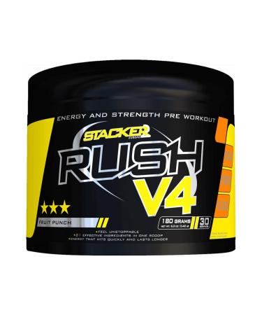 Stacker2 Rush V4 PreWorkout Booster Trainingsbooster Bodybuilding 30 serves Fruit Punch 180g