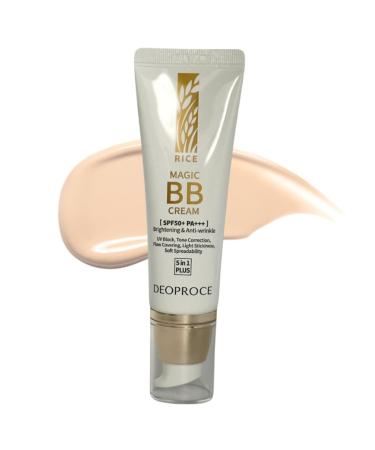 Deoproce Rice Magic BB Cream SPF 50+ PA++++ | Anti-Wrinkle Formula | UV Block Flaw Covering Lightweight & Hydrating | Natural Beige #21 | 50g