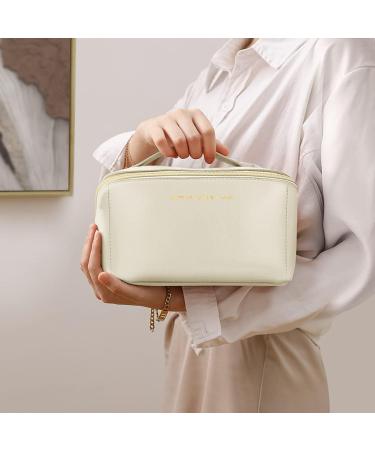 Large Capacity Aucuu PU Cosmetic Travel Bag | Multifunctional & Waterproof Organizer - Gift for Women | Milky White - Buy Online on GoSupps.com