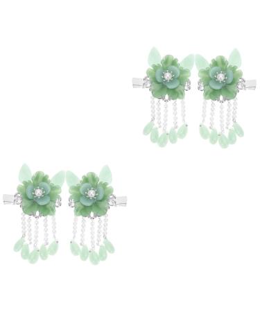 FOMIYES 2 Pairs Antique Pair Clip Alligator Hair Clamps Curly Hair Accessories Kimono Floral Bride Hair Barrettes Women Hair Headwear for Women Girls Hairpins Glass The Flowers Japan Miss