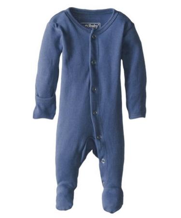 L'Ovedbaby Girls' Organic Baby Snap Footie 0-3 Months Slate