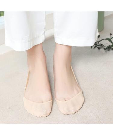 4 Pairs Beige Sock Style Ball of Foot Cushions for Women - Non-Slip Metatarsal Pads & Invisible Boat Socks - Buy Online on GoSupps.com