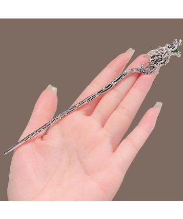 Lurrose Hair Stick Dragon Hair Pin Chinese Women Hair Chopstick Vintage Hair Stying Pin for Hair Diy Accessory (Silver) - Buy Online on GoSupps.com