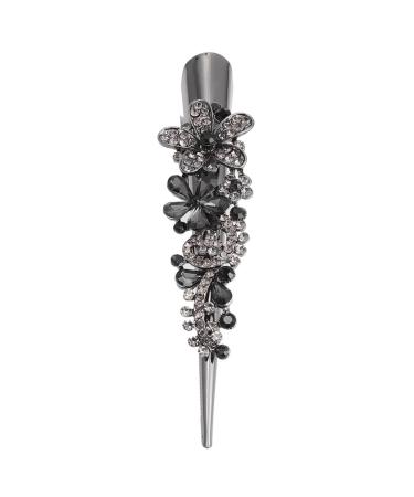 Mobestech Duckbill Clip Rhinestone Alligator Hair Clip Studded Hairpin Hair Clip Metal Bobby Pin Hair Barrette Headwear Hair Accessory for Women Girls Hair Styling (Grey)