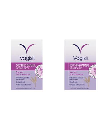 VAGISIL Soothing Oatmeal Intimate Wipes to soothe itch & irritation Contains Tea Tree Oil Gentle Enough For Daily Use 12 individually wrapped Wipes (Pack of 2) 12 count (Pack of 2) Itch Relief Wipes