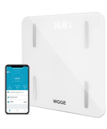WGGE Bluetooth Body Fat Scale, Smart Digital Bathroom Weight Scale Highly Accurate with BMI, Body Fat, Body Composition Analyzer with Bluetooth Connect to Smartphone APP, Max: 400 Pounds /180 kg