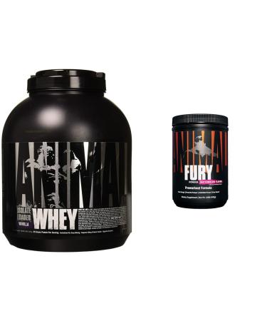 Animal Whey Isolate Whey Protein Powder Isolate Loaded for Post Workout and Recovery & Fury Pre Workout Powder Supplement for Energy and Focus 5g BCAA 350mg Caffeine Nitric Oxide
