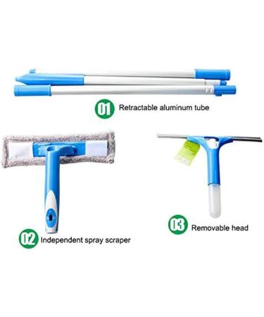 Glass Wiper- Double Sided Glass Window Cleaning Silicone Squeegee Shower Screen Wash Washer Wipe Microfibre Pad Squeege - Buy Online on GoSupps.com