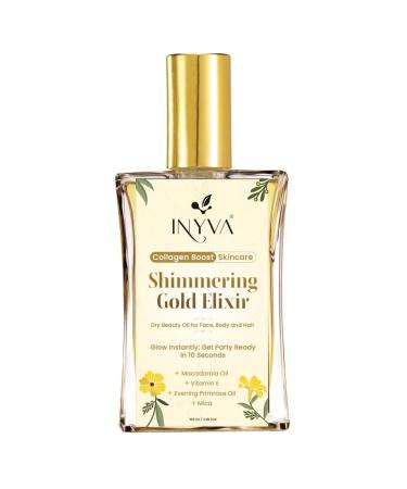 Dry Body Oil Collection | Nourishing & Lightweight Oils| Gold Shimmer & Elixir Radiance Variants | Non-Greasy Quick-Absorbing Formula | Vegan & Cruelty-Free (Gold Shimmer 3.38 Oz) Gold Shimmer 3.38 Fl Oz (Pack of 1) - Buy Online on GoSupps.com
