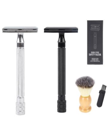 Premium Double-Sided Razor Set for Men | Black Shaving Brush & Accessories | Essential Personal Care for a Smooth Shave - Buy Online on GoSupps.com