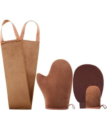 Self Tanning Mitt Applicator Kit - 4 Piece Set with Glove Exfoliating Mitt Mini Face Applicator & Back Lotion Applicator - Perfect for a Flawless Tan - Buy Online on GoSupps.com