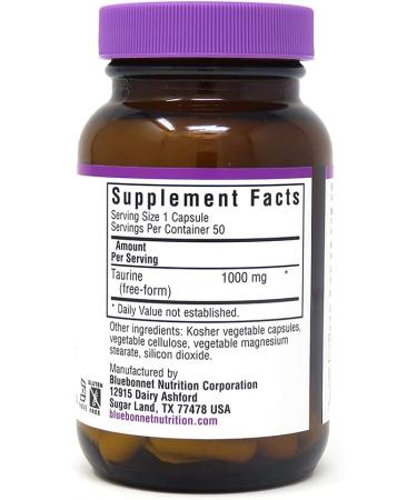 Buy Bluebonnet Nutrition Taurine 1000 mg - 50 Vegetable Capsules for Optimal Health - Buy Online on GoSupps.com