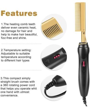 Professional Hot Comb Straightener for Black Hair & Wigs - Adjustable Temperature Fast Heating Ceramic Electric Comb - Buy Online on GoSupps.com