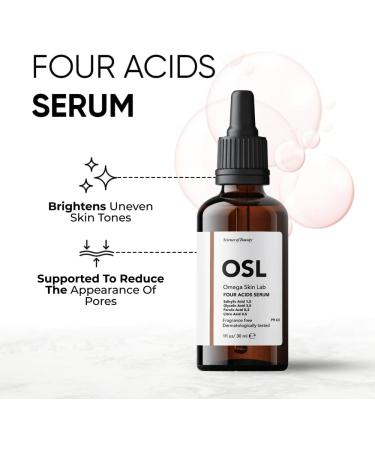 OSL Omega Skin Lab OSL Four Acids Serum 30ML - Salicylic Acid%1.5 Citric Acid%0.5 Glycolic Acid%3.5 Anti-Blemish Pore & Sebum Balance Wrinkle Serum for Skin Care - Buy Online on GoSupps.com
