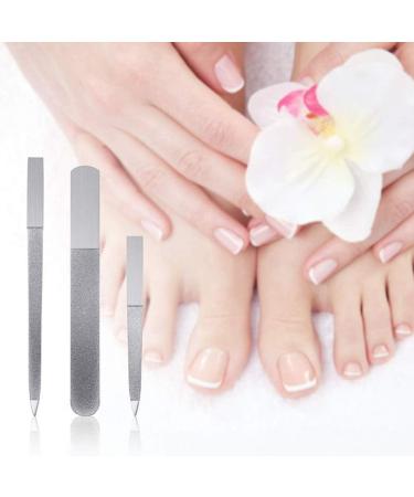 MRNHA 3-Piece Nail File Set Stainless Steel Double-Sided Nail File Buffer File Nail File Suitable for Salon Family and Travel - Buy Online on GoSupps.com