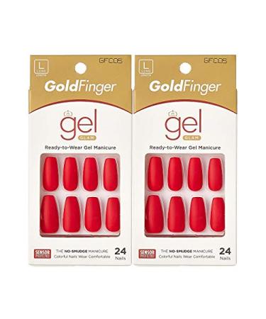 Halloween Nails GoldFinger Press On Nails Full Cover Nails Glue On Nails Manicure Long Fake Nails with Glue (2 PACK) 24 Count (Pack of 2)