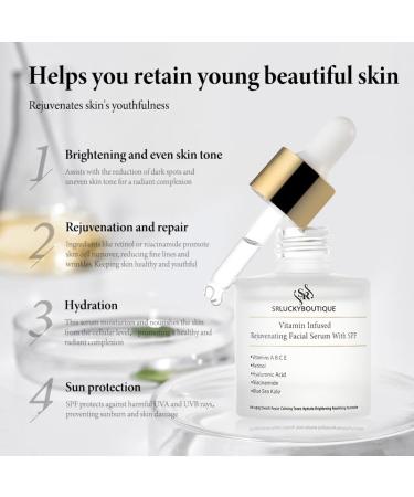 Vitamin Infused Rejuvenating Facial Serum | Anti-Aging Brightening & Hydrating Formula for Even Skin Tone - Buy Online on GoSupps.com