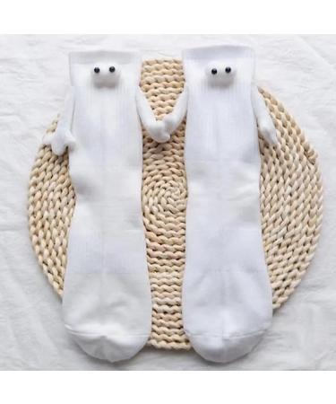 Nakeah Funny Magnetic Suction 3D Doll Couple Socks - Unisex White Hand Holding Couple Socks - Buy Online on GoSupps.com