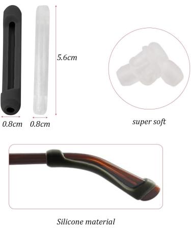 6 Pairs Anti-Slip Silicone Glasses Brackets - Repair & Support for Short-Sighted Glasses & Sunglasses (Black & Transparent) - Buy Online on GoSupps.com