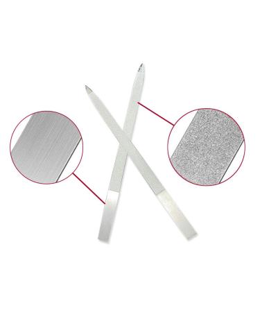 Diamond Nail File Set - 2 Double Sided Metal Fingernail Files for Manicure and Pedicure - Removes Nail Ridges - Nail File and Buffer Kit for Polish Nails - 2 Count - Buy Online on GoSupps.com