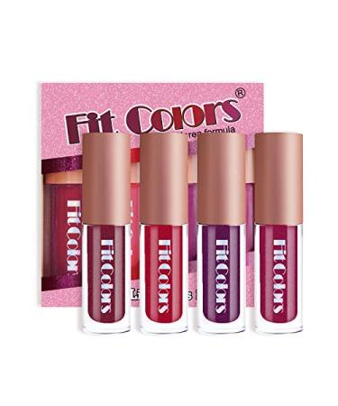 AKARY Glitter Metal Lip Gloss Set 4 Color Valentine s Day Shimmer Lipstick | Waterproof Long-Lasting Makeup Kit - Buy Online on GoSupps.com