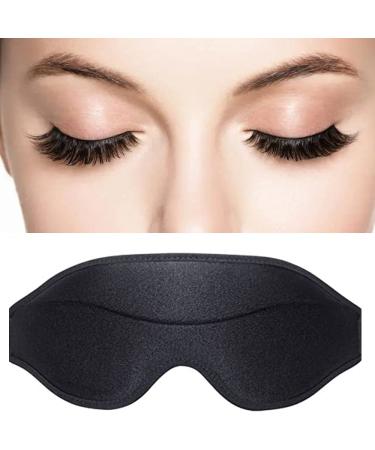 Eye Mask for Lash Extensions  3D Contoured 18mm Deep Pockets Design Lash Protect Sleep Mask  Soft Memory Foam  Adjustable Headband Strap for Lashes Extension(Black)