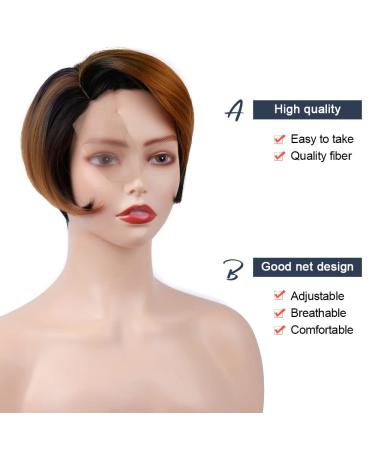 Ombre Blonde Short Pixie Cut Wig for Black Women - 6 inch Synthetic Daily Use Bob Wig - Buy Online on GoSupps.com