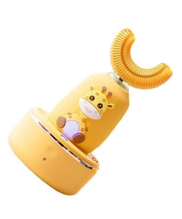 UOOD Kids Electric Rechargeable Toothbrush Stocking Filler for Kids Automatic Toothbrush U Shaped Electric Toothbrush Sonic Electric Toothbrush for Kids (Color : Yellow)