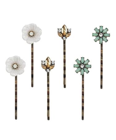 6PCS Retro Hair Pins Vintage Hair Clips Elegant Crystal Rhinestone Hairpins Metal Bobby Pins Hair Accessories for Women Ladies and Girls Headwear Styling Tools