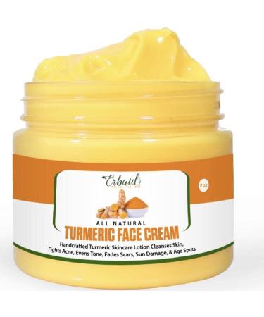 Erbaid Turmeric Face Cream for Face & Body - All Natural Turmeric Skin Brightening Lotion - Turmeric Cleanses Skin  Fights Acne  Evens Tone  Fades Scars  Sun Damage  & Age Spots - Pure Handcrafted Turmeric Healing Skinca...