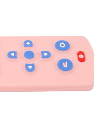 Silicone Teether Baby Teething Toy - Soft TV Remote Control Shape with Rich Color Textured Buttons in Pink - Buy Online on GoSupps.com