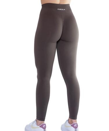 AUROLA Workout Leggings for Women Seamless Scrunch Tights Tummy Control Gym Fitness Girl Sport Active Yoga Pants Medium Chestnut Brown
