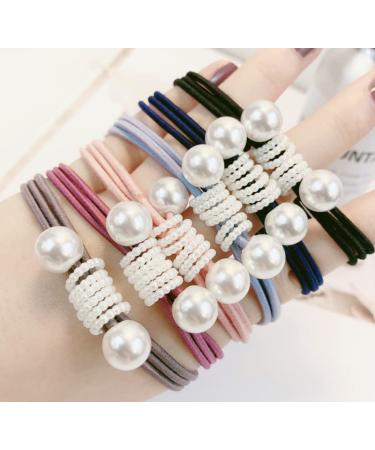 HLLMX 6 PCS Fashion Hair Ties with Elastic Hair Tie for Women Girls Ponytail Holder 6 Colors